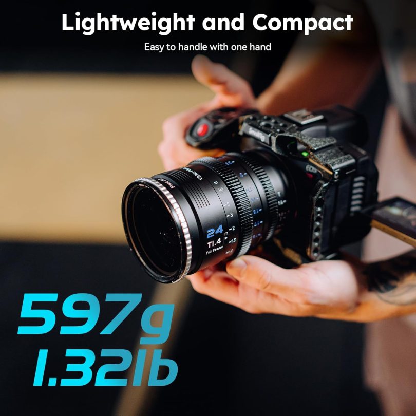 SIRUI VP-1 Vision Prime 1 T1.4 Full Frame Cine Lens, 24mm Manual Focus Cinema Lens with Pre-Installed E Mount, Interchangeable RF/Z/L Mounts (Black) - Image 6